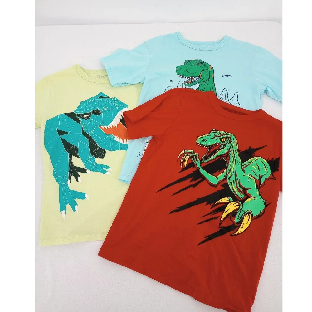 The Children's Place Graphic T-Shirts Kids Size‎ M 7/8 Dinosaur Set of 3